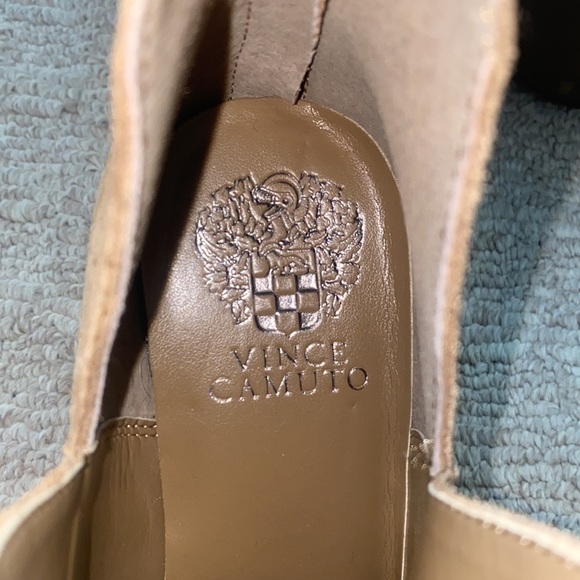 Vince Camuto Gigietta Suede Block Heel Western Cowboy Ankle Boots BrownTan s 9.5 - Picture 11 of 12